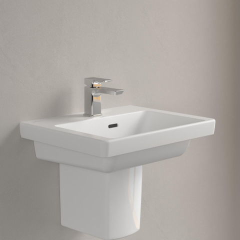Villeroy & Boch Subway 3.0 fontein - 50x40x14.5cm - met 1 kraangat en overloopgat CeramicPlus - Stone White (mat wit) SW701527