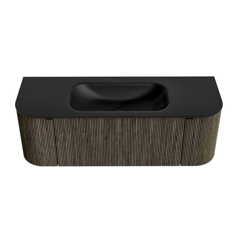 Mondiaz KURVE Badkamermeubelset - 130x46x40cm - 1 lade - 2 deuren - wastafel solid surface - midden - zonder kraangat - Shadow SW1414178