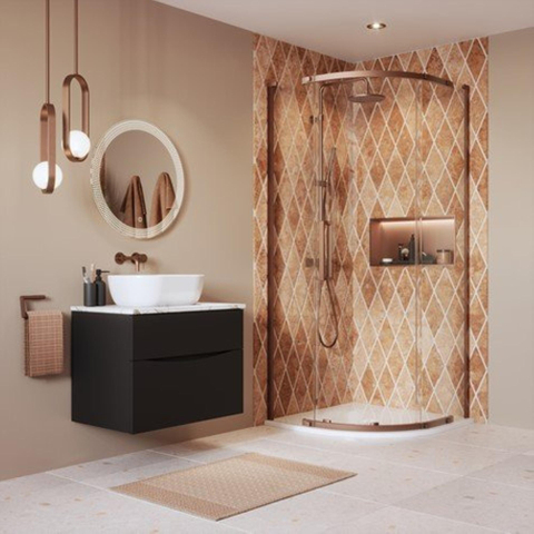 Crosswater Asura Porte de douche quart de cercle - 8mm - 80x80cm - bronze brossé SW1208428