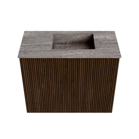 Mondiaz JOYA-DLUX Meuble de toilette 50cm - couleur Walnut - Vasque FAYE position Droite Sans trou de robinet couleur Oza SW1424547