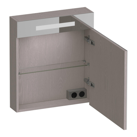 BRAUER Promise armoire de toilette – 59 x 70 x 15 cm – LED directe en haut – ouverture à droite – Timber Greige SW1203769