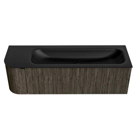 Mondiaz KURVE Badkamermeubelset - 145x46x40cm - 1 lade - 1 deur - wastafel solid surface - rechts - zonder kraangat - Shadow SW1414272