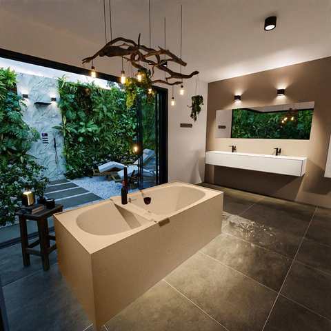 MONDIAZ ROCK Baignoire îlot - 170x70cm - couleur Plata / Talc SW1015106