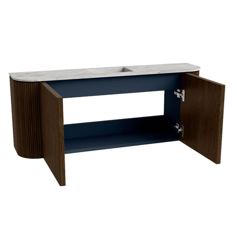 Mondiaz JOYA-DLUX 103.2cm toiletmeubel - ronding links en rechts kleur Walnut - Wastafel FAYE positie Midden 1 kraangat kleur Glace. SW1422411