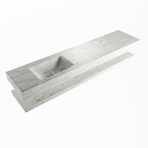 MONDIAZ ALAN - DLUX Badkamermeubelset - 200cm - planchet - Opalo - vrijhangende wastafel - wasbak links - 0 kraangaten - Opalo SW809265