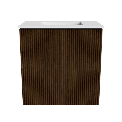 Mondiaz JOYA 40cm meuble de toilette - couleur Walnut - Vasque FAYE position Milieu Sans trou de robinet couleur Talc. SW1421285