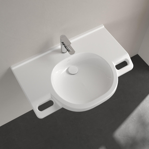 Villeroy & Boch Vicare O.novo Vita wastafel Vita - met 1 kraangat - zonder overloop - 80x55cm - White Alpine (glans wit) 1025047