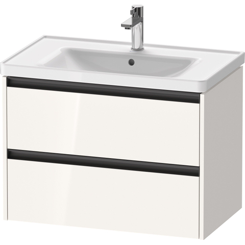 Duravit Ketho.2 Wastafelonderbouwkast - met 2 laden - 78.4x45.5x54.9cm - met grepen antraciet - hoogglans wit SW772940