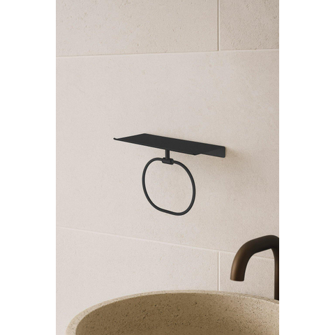 Hotbath &MORE Anneau porte-serviettes - pour tablette de la série - Noir brossé PVD SW1246014