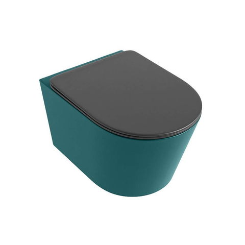 Mondiaz LAVIE hangtoilet – spoelrandloos – 36 x 53 cm – met softclose zitting – Smag (groen), zitting Dark grey (grijs) SW1208608