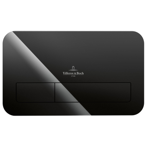 Villeroy & Boch Viconnect 2 knops bedieningsplaat - glas - Glass Black (glans zwart) GA39908