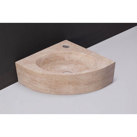 Forzalaqua Turino fontein - 30x30x10cm - kraangat midden - gezoet travertin (beige) SW67666