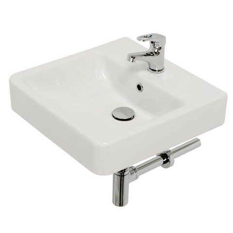 Plieger Seattle pack lavabo – 45 x 45 x 15,8 cm – céramique blanc brillant – robinet chromé SW96157