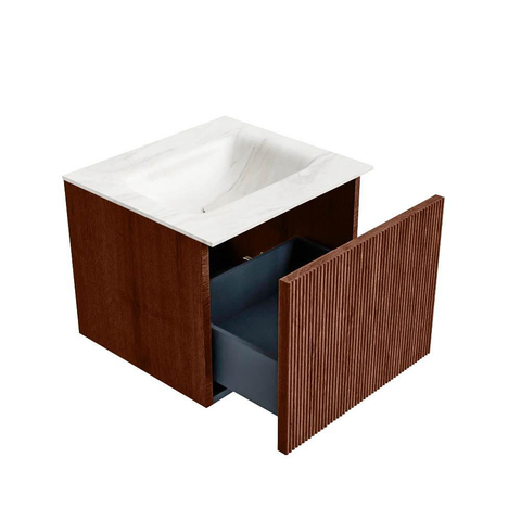 Mondiaz KURVE-DLUX Badkamermeubelset - 50x46x40cm - 1 lade - wastafel solid surface - midden - zonder kraangat - Ruby SW1415904
