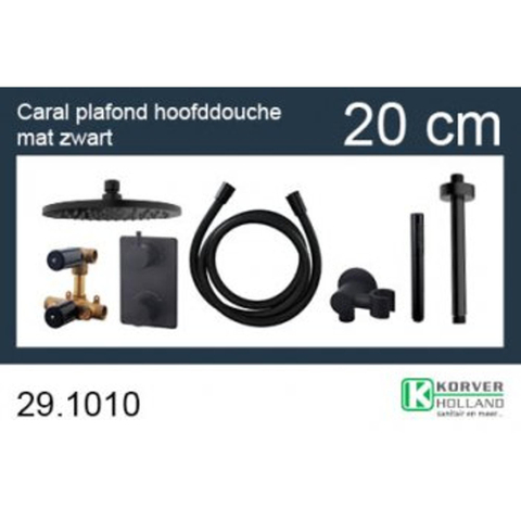 Wiesbaden One Pack Inbouwthermostaatset rond - type 301 - 20cm - mat zwart SW385022