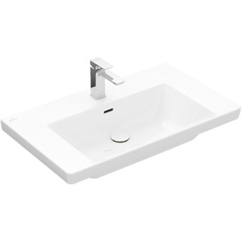 Villeroy & Boch Subway 3.0 meubelwastafel - zonder kraangat - zonder overloop - 80x47x16.5cm CeramicPluswit - White Alpine (glans wit) SW702153