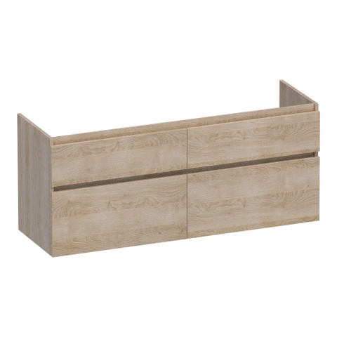 BRAUER Delight meuble sous-lavabo - 140x46x60cm - 4 tiroirs softclose - sans poignées - 2 découpes pour siphon - Sunlit SW1199391