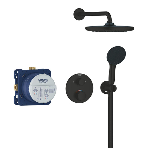 Grohe Precision Showerset - compleet - handdouche diameter 11cm - 2 straalsoorten - hoofddouche diameter 25cm - matte black (mat zwart) SW1126466