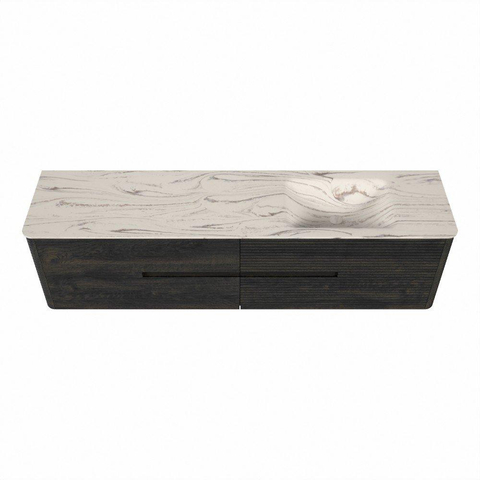 Mondiaz CIRO-DLUX Badkamermeubelset - 190x45x50cm - Solid surface wastafel Nata - 1 wasbak Rechts - zonder kraangaten - 4 lades - Shadow SW1532612