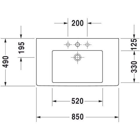 Duravit Vero Meubelwastafel - met kraangat - met overloop - 85x49cm - wit 0291349