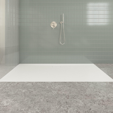 Villeroy & Boch Ecora douchebak - 180x90x3.5cm - afvoer lange zijde - stone white (wit) SW1558930