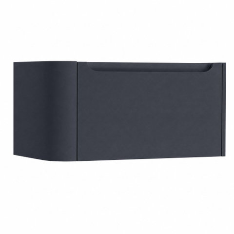 H&R Badmeubelen Juice Meuble sous lavabo - 80x45x40cm - coin gauche arrondi - 1 tiroir - poignée intégrée - Bleu foncé SW1109732