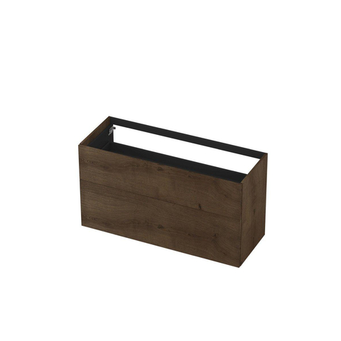 INK Wastafelonderkast - 120x45x65cm - 2 lades - push to open - met rechte opdekfronten - MDF - Chocolate SW493836