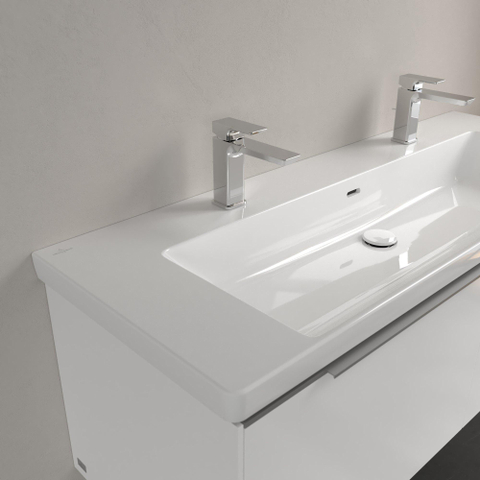 Villeroy & Boch Subway 3.0 meubelwastafel - 1300x470mm - 2 kraangaten - met overloop - White Alpine (glans wit) SW641679