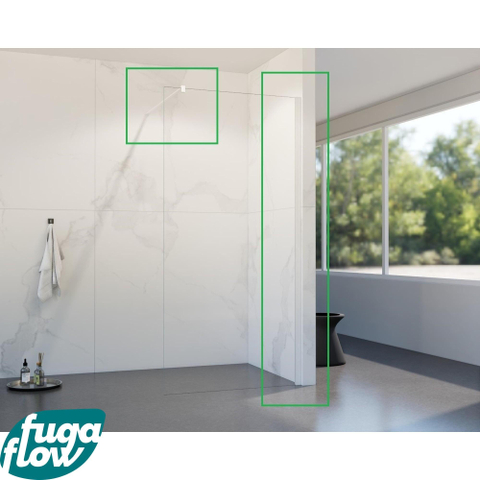 FugaFlow Eccelente Vetro profielset 200cm + stabilisatiestang 120cm mat wit - SW1125383