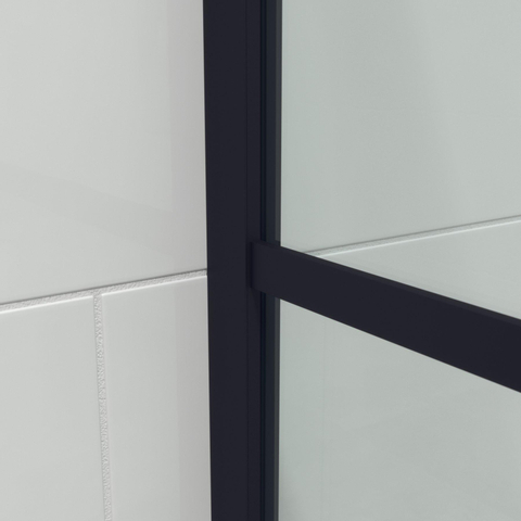 Saniclass Bellini inloopdouche 110x200cm veiligheidsglas mat zwart frame lines buitenzijde met anti kalk TWEEDEKANS OUT6622