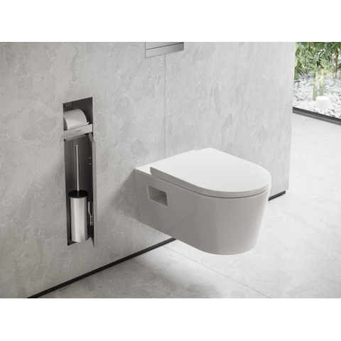 Hansgrohe XtraStoris Rock Porte-brosse WC - porte-rouleau - porte carrelable - brushed stainless steel SW1590310