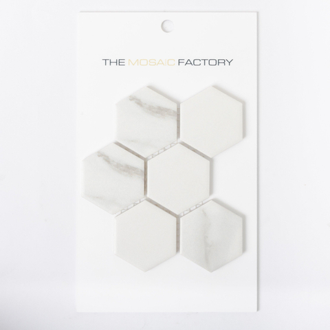 ÉCHANTILLON The Mosaic Factory Barcelona carreau de mosaïque 5.1x5.9x0.6cm pour mur et pour intérieur et extérieur résistant au gel hexagone carrara blanc mat SW861990
