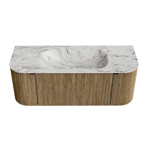 Mondiaz KURVE-DLUX Badkamermeubelset - 120x46x40cm - 1 lade - 2 deuren - wastafel solid surface - midden - 1 kraangat - Dusk SW1415461