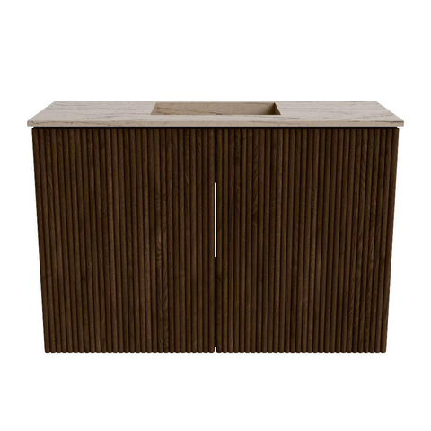 Mondiaz JOYA-DLUX Meuble de toilette 60cm - couleur Walnut - Vasque FAYE position Milieu Sans trou de robinet couleur Arena SW1424304