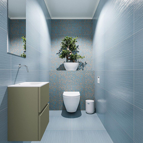 MONDIAZ ADA Toiletmeubel 40x30x50cm met 0 kraangaten 2 lades army mat Wastafel Lex rechts Solid Surface Wit SW472592