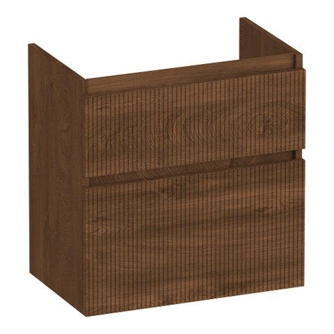 BRAUER Delight Wavy sous-meuble de lavabo peu profond 60 2 tiroirs softclose - sans poignée - 1 découpe pour siphon - Forest Cacao SW1199594