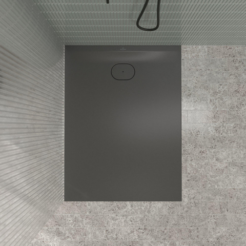 Villeroy & Boch Ecora douchebak - 120x90x3.5cm - afvoer korte zijde - anthracite (antraciet) SW1558889
