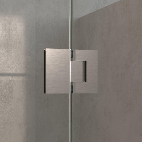 BRAUER Void Carving Porte de niche - 2 pièces - 200x200cm - Porte battante 70cm sur verre - revêtement verre - réversible - verre clair - Acier inoxydable brossé PVD SW1418280