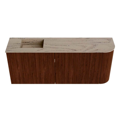 Mondiaz JOYA-DLUX Meuble de salle de bains 101.6cm - arrondi droit couleur Ruby - Vasque FAYE position Gauche 1 trou de robinet couleur Arena SW1425303