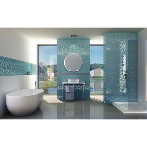 La mosaïque Mosaic Factory Valencia - 27,6x32,9cm - carrelage mural - Hexagone - Verre recyclé Turquoise mat/brillant SW382569