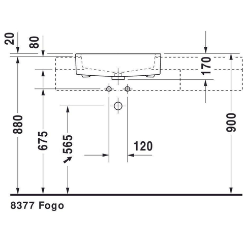 Duravit Vero Half inbouwwastafel - met kraangat - met overloop - 55x47cm - met wondergliss - inclusief bevestiging - wit 0300008