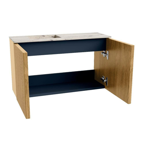 Mondiaz JOYA-DLUX Meuble de toilette 70cm - couleur Chêne - Vasque FAYE position Gauche Sans trou de robinet couleur Nata SW1424004