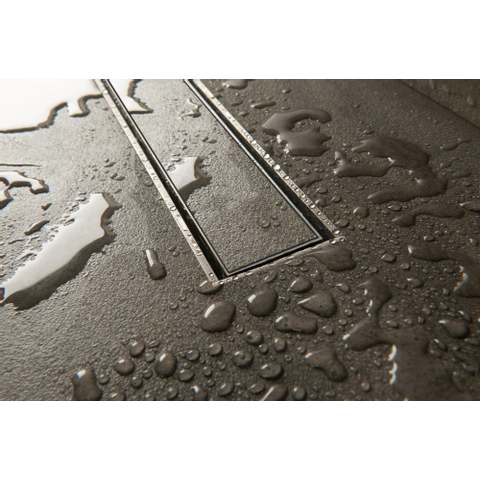 Easy Drain Compact 50 FF caniveau à carreler inox avec plaque simple inox garde d'eau 50mm 180cm profondeur d'encastrement 93mm avec sortie latérale 2302858