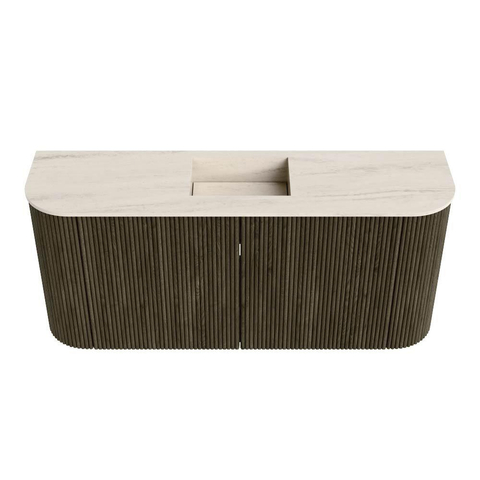 Mondiaz JOYA-DLUX Meuble de salle de bains 93.2cm - arrondi gauche et droite couleur Shadow - Vasque FAYE position Milieu Sans trou de robinet couleur Meli SW1424928