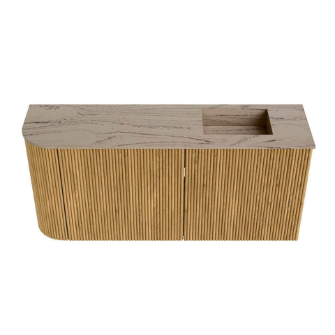 Mondiaz JOYA-DLUX 91.6cm meuble de toilette - arrondi gauche couleur Chêne - Vasque FAYE position Droite Sans trou de robinet couleur Arène SW1423876