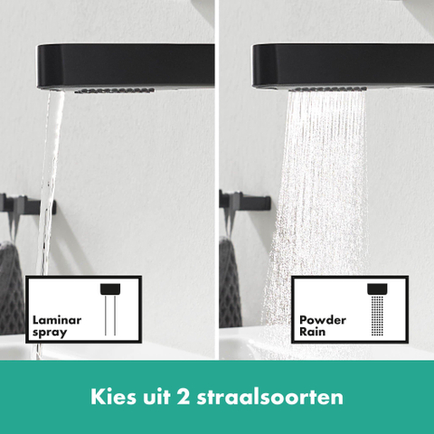 Hansgrohe Finoris Wastafelkraan - 230 - 2jet - met uittrekbare vuistdouche - met afvoerplug - mat zwart SW651140