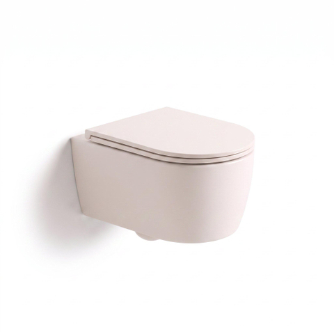 QeramiQ Dely Swirl Wandclosetset - 36.5x53cm - diepspoel - rimless - slim softclose zitting - linnen SW1590132