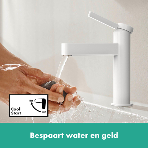Hansgrohe Finoris 1 greeps wastafelkraan - 110 - coolstart - met afvoerplug - mat wit SW651457