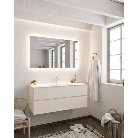 MONDIAZ VICA Ensemble de meuble salle de bain - 120cm - 2 tiroirs - lavabo Cloud central - 1 trou de robinet - solid surface lin SW411020
