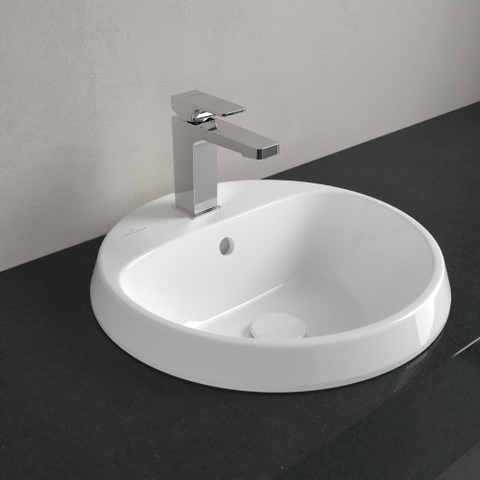 Villeroy & Boch Architectura inbouwwastafel - 45x45x17cm Rond - 1 kraangat - zonder overloopgat Ceramic - White Alpine (glans wit) SW762353
